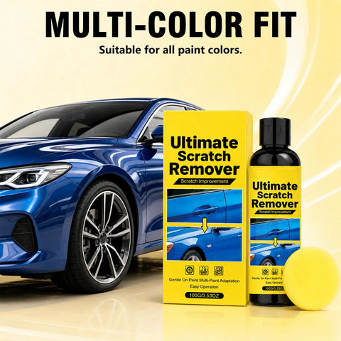 Car Scratch Remover Kit That Banishes Blemishes Fast Quick Fix Polish Paste For Deep Scratches On All Paint Colors 2 Pc Set with blue car.