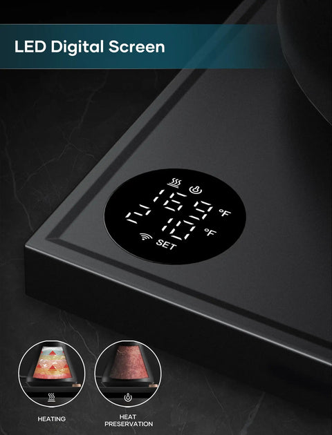 LED digital screen of Gooseneck Electric Kettle With Precision Temperature Control And Stainless Steel Interior, showing temperature settings.