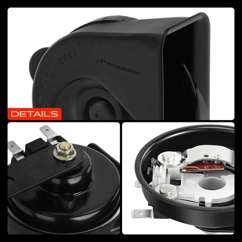Hella Loud 12V Electric Snail Horn With Heavy Duty Build Universal For Cars Trucks Motorcycles Scooters Direct Swap close-up details