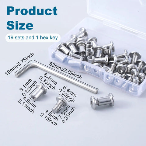 Top Shelf Stainless Steel Hex Socket Cap Bolts With Barrel Nuts And Hex Wrench M4 X 8MM Binding Post Screws Rust Resistant Hardware Kit with sizes.