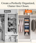 Big Time Heavy Duty Hanging Closet Rack With Five Roomy Compartments For Tees Jeans And Towels Dang Sturdy Beige Build 3 Pack after organization image.