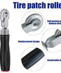 Tire Repair Patch Kit With 24 Patch Plugs, Patch Roller, Buffing Wheel, 4 Mm Twist Drill Bits And Hex Shank Bits For Vehicle, Cars And Trucks, Ultimate DIY Car Emergency Fix - tire patch roller with ball bearing and ergonomic handle