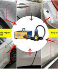 Portable Car Dent Fix Kit With Induction Heating And Digital Display PDR Puller For Minor And Deep Dents, tool in use on car dents