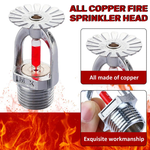 Quick Release Pendent Fire Sprinkler Head With Sixty Eight Degree Trigger And One Half Inch Threads For Heavy Duty Water Spray Down Action shown in copper.