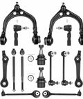 Rock Solid Front Control Arm And Lower Upper Suspension Kit Pull Up And Bolt Right In For Smooth Cruising Upgrade On Rwd Chargers 300s Challengers And Magnums 14 Piece Heavy Duty Replacement Set, black steel components layout.
