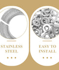 Close-up of 1/4 inch stainless steel split lock washer, part of 100 Piece Stainless Steel Spring Lock Washers Heavy Duty Hardware Set.