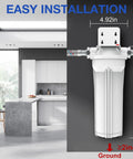 Whole House Water Filter Housing Inline 10 Inch Sediment Filter With 3/4 Inch NPT Inlet Outlet installation in modern kitchen