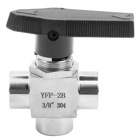 Heavy Duty 304 Stainless Steel 3 Way Ball Valve with black handle for tough DIY plumbing applications