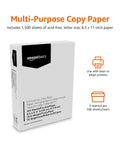 Top Shelf Multipurpose Copy Printer Paper 20 Lb Letter Size 8.5 X 11 with 1500 sheets packaged in a box for laser and inkjet use.