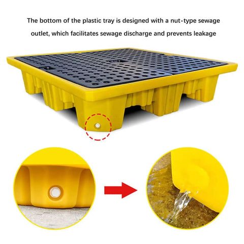 Anti Slip Oil Spill Containment Tray For Workshops And Garages, Durable polyethylene shown with drainage feature