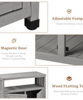 Wooden Patio Bar Table With Storage And Cedar Outdoor Buffet Cabinet Sideboard Serving Station details, adjustable footpad, magnetic door, wood top.