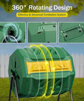 43 Gallon Green Dual Chamber Garden Compost Bin With 360 Degree Rotating Tumbler Easy Open Door And Large Openings