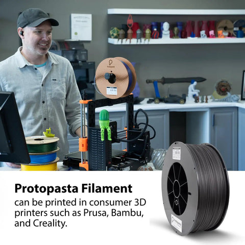 Premium Plant Based 3D Printer Filament 1.75mm Matte Fiber Heat Tolerant PLA In Crisp White 500G Spool on a 3D printer setup.