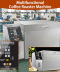 No Sweat Stainless Steel Electric Nut Roaster With Smooth Thermostat Dials And Smart Auto Timer For Fast Kitchen Roasting Of Hearty Peanuts Cashews Almonds Coffee Beans And Toasty Sesame Seeds machine overview in a workshop.