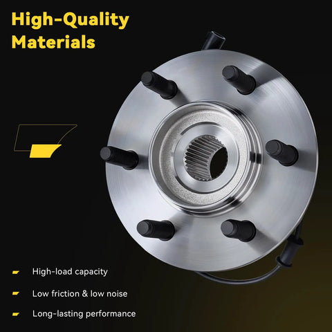 High Grade Rear Wheel Bearing And Hub Assembly With Abs Ready Design For 2003 2004 2005 2006 Ford Expedition and Lincoln Navigator 6 Stud Plug And Play Straight Shot close-up view.