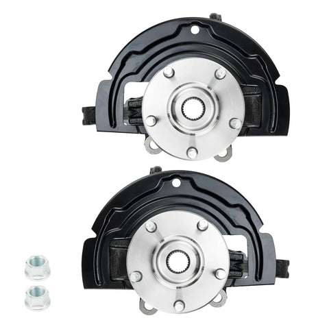Built Tough Front Steering Knuckle And Wheel Bearing Hub Assembly For 2002 2006 Nissan Altima driver and passenger pair with steel finish.