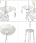 Lit White Crystal Chandelier With Six Lights For Bedroom And Dining Room Modern Elegant Candle Ceiling Light Fixture details