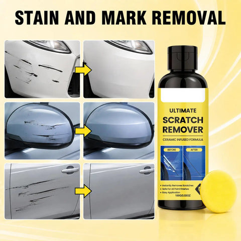 No Sweat Car Scratch Remover Quick Fix Paste For Shallow And Deep Auto Scratches Treats All Paint Colors before and after vehicle scratch removal