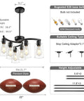 6 Light Modern Chandeliers For Dining Room Black Hanging Light Fixture And Kitchen Pendant Lighting Over Island, dimensions guide