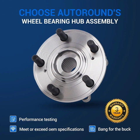 Front Wheel Hub Assembly For Honda Pilot 2009 Through 2015 And Acura MDX 2007 To 2013 With Abs Sensor and five lug bolts, sealed bearing design.