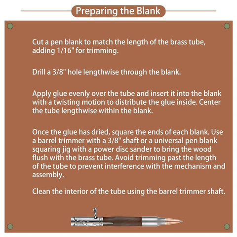 Instructions for Bolt Action Pen Kit Set With Mandrel For Woodturning 9 Pcs DIY Ballpoint Pen Making Kit