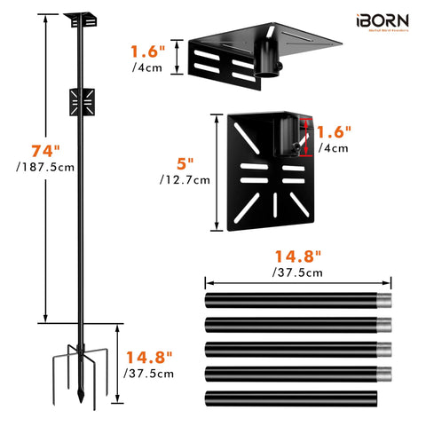 Smart Bird Feeder Pole Mounting Kit For Outdoors With 1 Inch Pole Includes 2 Mounting Brackets And 5 Prong Stabilizer Universal Mount Bracket For Camera Feeder Or Birdhouse