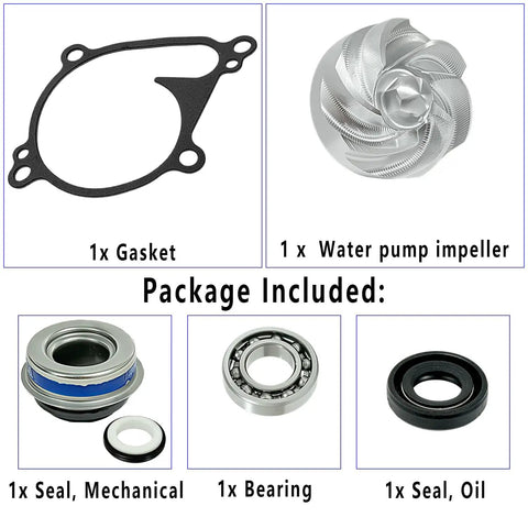 Premium Water Pump Repair Kit And Impeller Seal Set For Prairie 650 750 Brute Force Teryx Atv Utv Heavy Duty parts including gasket and seals.