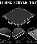Slick Acrylic Appliance Slider With Swivel Casters And Wavy Scalloped Trim For Easy Kitchen Counter Sliding Heavy Duty Rolling Cart. 14x13 inch acrylic tray with scalloped design and movable casters.