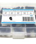 50 Piece Sae 1/4 20 Hex Socket Head Cap Screw Assortment Set Rugged Alloy Steel in storage case with lengths displayed.