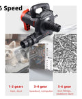 Heavy Lifting Dust Collector Blower And Vacuum Two In One System With Six Speed Controls and a close-up of its settings.