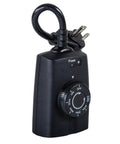 Make Your Porch Lights Run Smooth With This Beefy Outdoor Plug In Timer Using Natural Light Sensors For Auto Day Night Cycling Zero Headache Landscape And Holiday Setup 15 Amp, black timer with dial and plug.