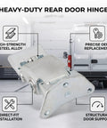 Heavy Duty Rear Door Hinge For Driver Side Crafted From Premium High Strength Steel Alloy, detailed installation view with OEM features.