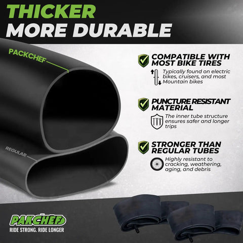 Two Pack 16x4 Inch Fat Tire Inner Tubes With Schrader Valve For Kids Electric Bikes Built Tough Butyl Rubber Reliable Air Retention
