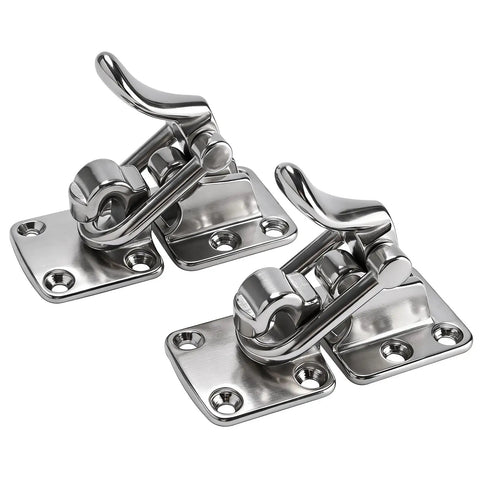 Bad To The Bone Heavy Duty Marine Grade 316 Stainless Steel Anti Rattle Lockable Hatch Latch, 90 degree hold down clamp, set of two.