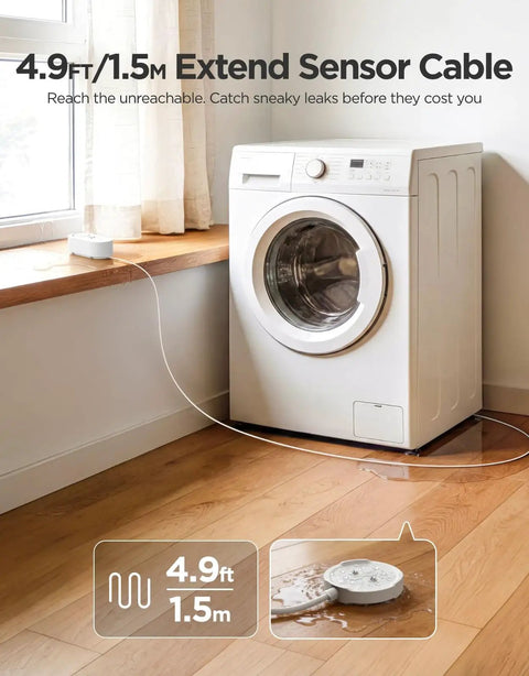 Water Leak Detector 1s With Four Point Nine Two Foot Sensor Cable 105 dB Adjustable Alarm by washing machine