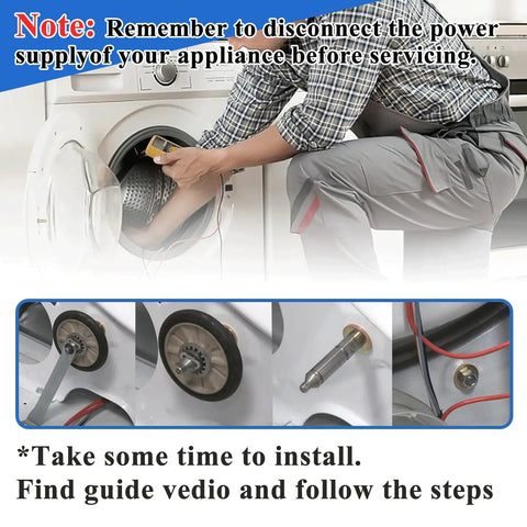 Left Side Dryer Drum Shaft Roller Replacement Kit For 27 Inch Dryers Replaces AP6020387 WPW10359270 installation guide