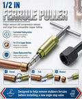 1/2 in Ferrule Puller from Knockout Compression Valve Removal Tool And Angle Stop Wrench Kit, designed for removing stubborn ferrules.