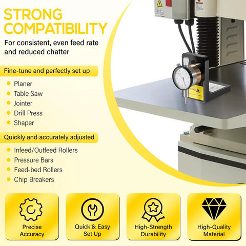 Dial Indicator With 360 Degree Rotation And Heavy Magnetic Base for precision setup on woodworking machinery with accuracy 0.001 inch