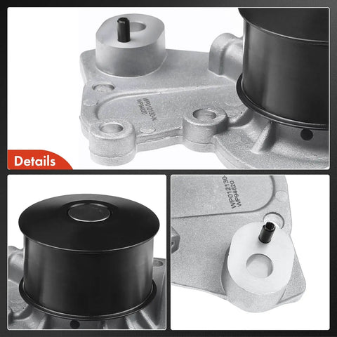 Heavy Duty Engine Water Pump With Six Impeller Straight Bolt Up Replacement For Hyundai Santa Fe Sonata Tiburon Kia Optima Sportage No Drama Cooling Fix For V6 25l 27l detailed view of aluminum housing and black impeller.