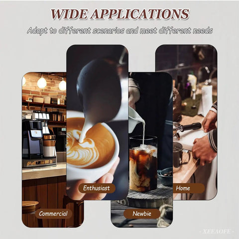 Heavy Duty Automatic Electric Coffee Tamper Hits Just Right Every Time Custom Pressure Range Five To Thirty KG Smart Timers Universal Fit shown in various applications.