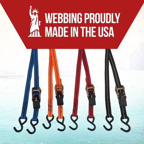 3 Point Tie Down Ratchet Strap For Jet Ski Sea Doo And WaveRunner Transom Straps Heavy Duty Polyester Webbing Displayed Outdoors