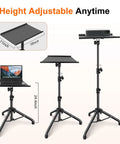 Projector And Laptop Stand Tripod Adjustable Floor Stand From 24.4 To 46 Inches For DJ Equipment Outdoor Movies Office Home Stage