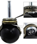 Antique Bronze Furniture Casters with No Sweat Rolling Action featuring a black ball roller and metal swivel for smooth gliding.