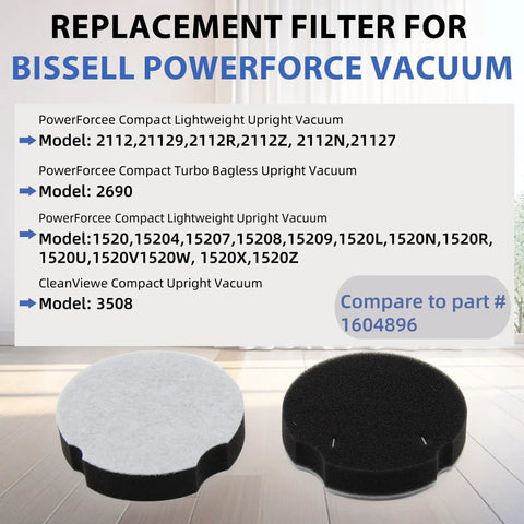 4 Pack Vacuum Filter Replacements for PowerForce Compact Upright Vacuums 1520 2112, Easy Swap, Compare to Part 1604896