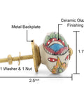 Kick Up Your Space With These Dope Handmade Ceramic Dresser Knobs Featuring A Vibrant Multicolor Leaf Pattern Perfect ForKitchen Cupboards Bedroom Drawers And Furniture Hardware Including Four Sturdy Pulls For Easy Room Refreshes. Side view of a ceramic dresser knob with floral design, measuring 2.5 inches by 1.7 inches.