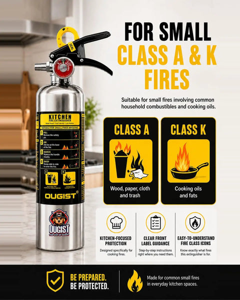 Class K Kitchen Fire Extinguisher Built For Fast Grease Cooking Flare Ups, Two Pack Of 34 Fl Oz Wet Chemical Sprayers Keeping Home Grills And Stoves Hassle Free With Quick Draw Safety Readiness.