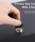 Hand inserting key into Fireproof Document Box With Key Lock Portable Metal Safe With Handy Carrying Handle For Grab And Go Security.