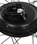 Close-up of the 24 Inch Front Wheel Ebike Conversion Kit With 48V 1500W Hub Motor Controller LCD Display Pedal Assist Sensor And Included Bag.