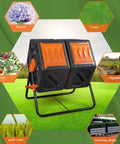 Outdoor And Indoor 60L 15.8 Gallon Tumbling Compost Bin With Lid In Bright Orange for easy composting in garden or balcony.