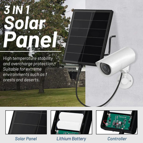 Hustle Proof Your Trail Cam Gear With This Compact 3 In 1 Mini Solar Panel Pack with camera, solar panel, and battery.